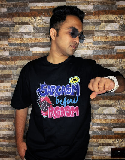 Sarcasm Oversized Unisex Black Tee