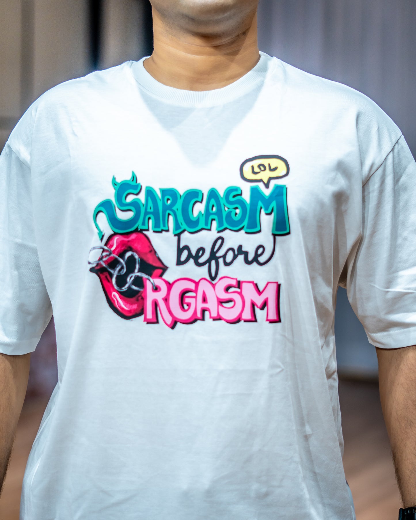 Sarcasm Oversized Unisex White Tee