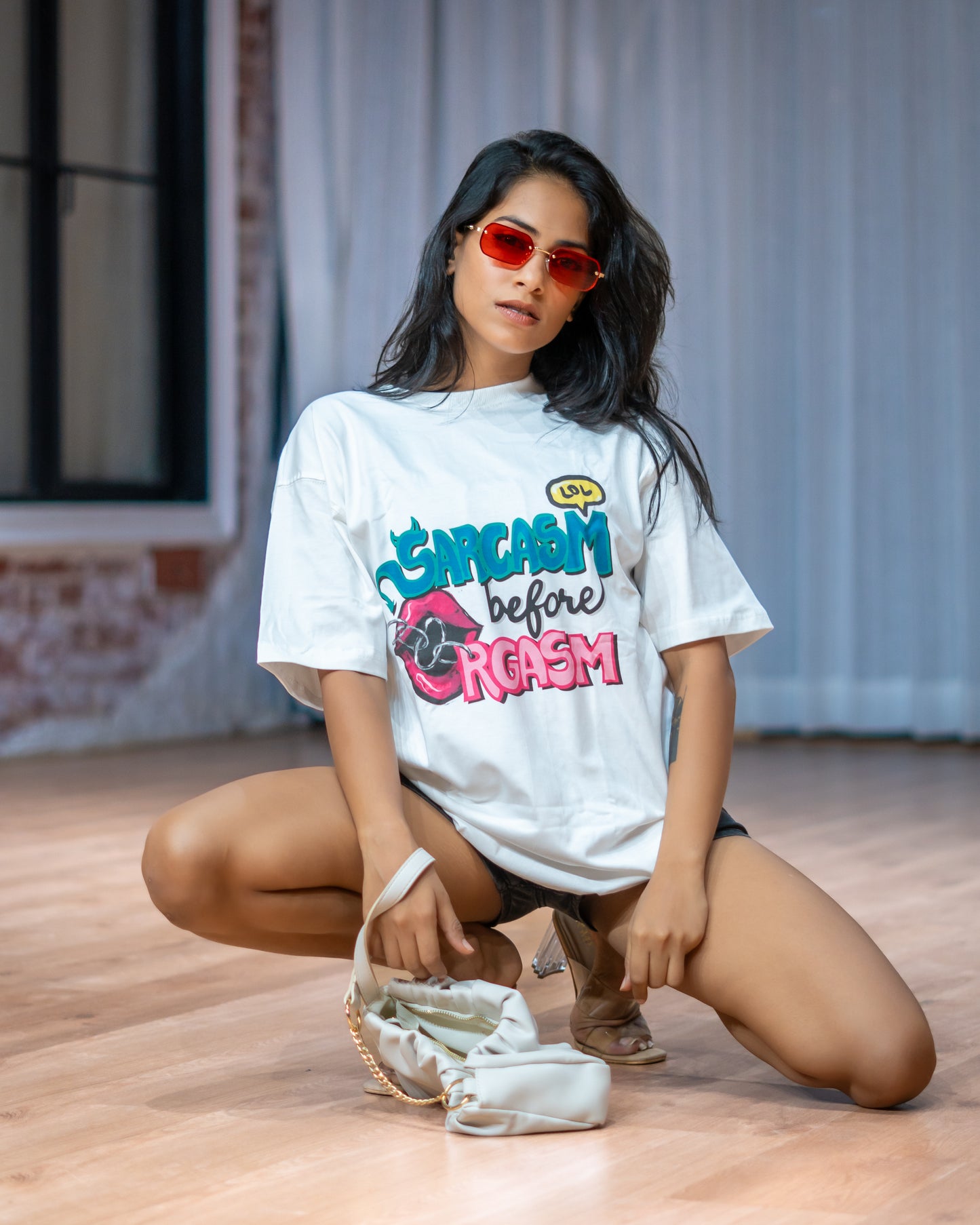 Sarcasm Oversized Unisex White Tee